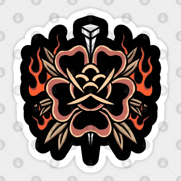 burning rose tattoo Sticker by donipacoceng